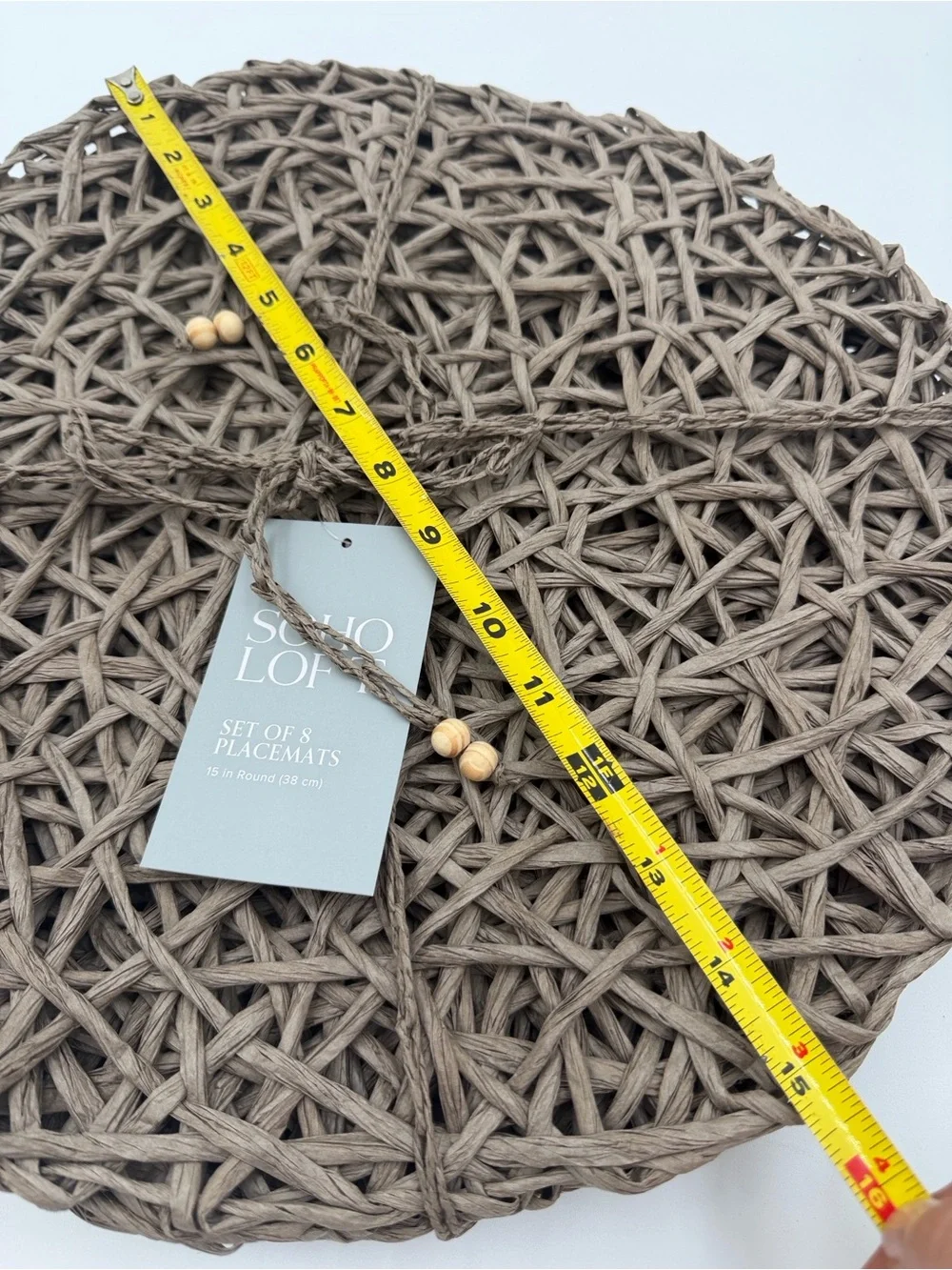 NWT Soho Loft Brown Woven Round Placemat - Set of 8